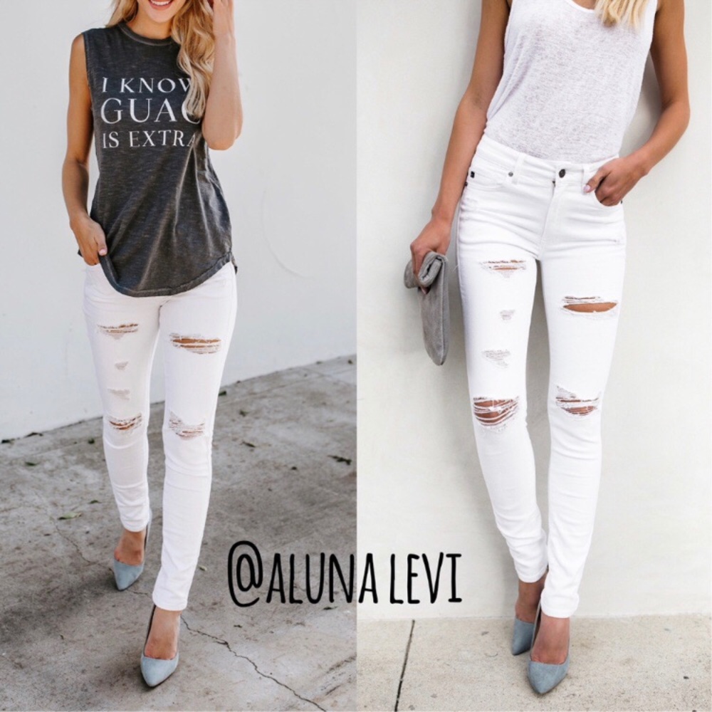 White Distressed Skinny Jeans